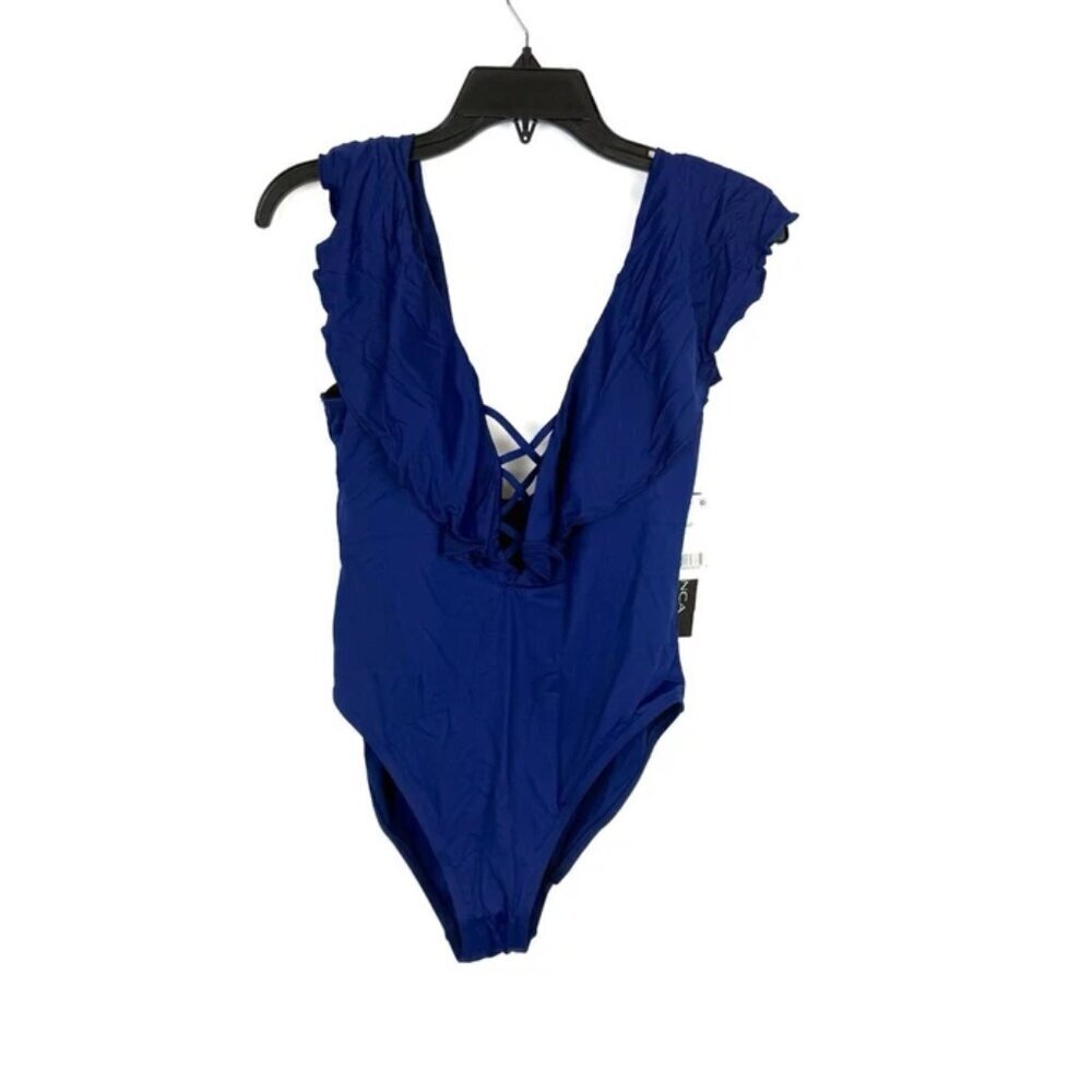 La Blanca Women’s Blue V Neck One Piece Swimsuit Size 10